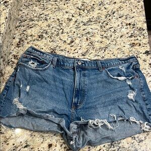 Abercrombie & Fitch Blue Jean Shorts Distressed Cut-Offs